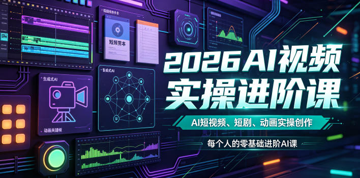 2026AI视频实操进阶课，AI短视频、短剧、动画实操创作，每个人的零基础进阶ai课(更新0825)-御文网