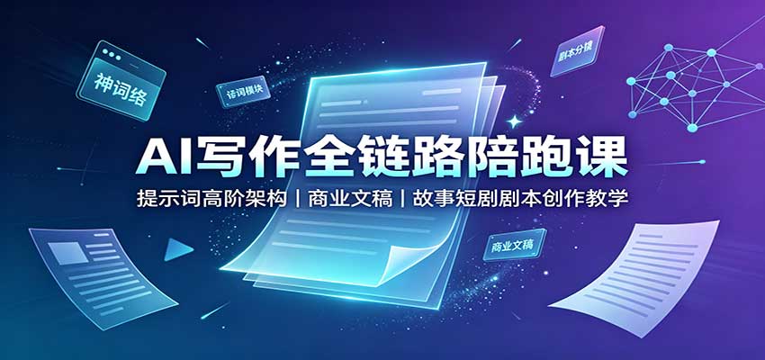 AI写作全链路陪跑课：提示词高阶架构，商业文稿，故事短剧剧本创作教学-御文网