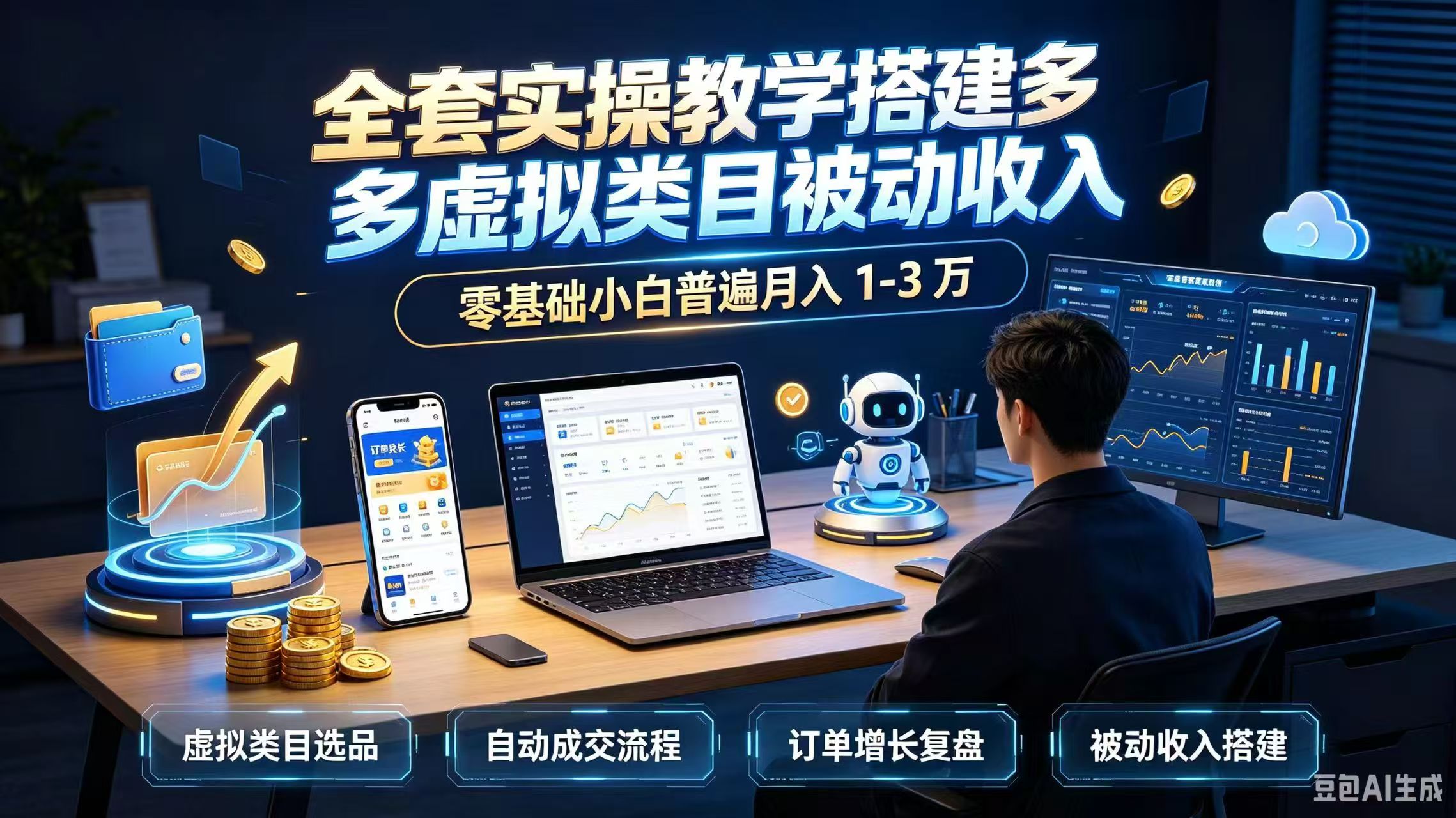 全套实操教学搭建多多虚拟类目被动收入,零基础小白普遍月入 1-3 万-御文网