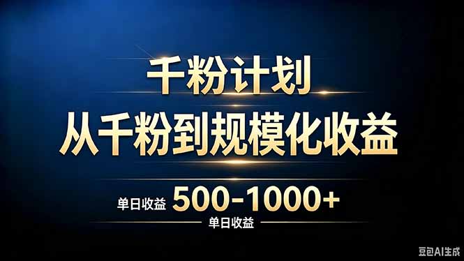 抖音千粉账号计划，从千粉到规模化收益 500-1000+单日收益-御文网