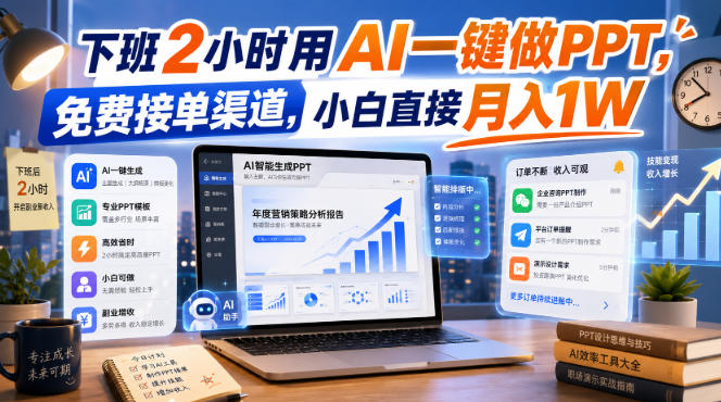 下班2小时用AI一键做PPT,免费接单渠道,小白直接月入1W【揭秘】-御文网