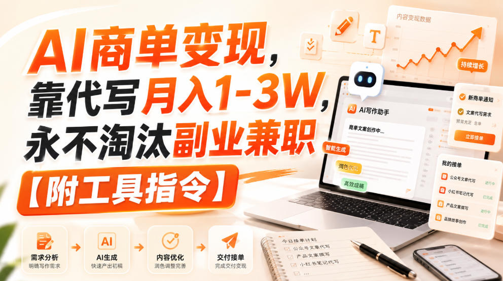 AI商单变现，靠代写月入1-3W，永不淘汰副业兼职【附工具指令】【揭秘】-御文网