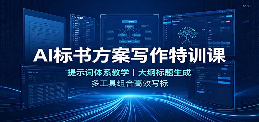 AI标书方案写作特训课:提示词体系教学,大纲标题生成,多工具组合高效写标-御文网