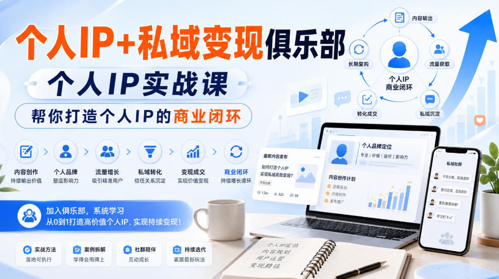 个人IP+私域变现俱乐部，个人IP实战课，帮你打造个人IP的商业闭环-御文网