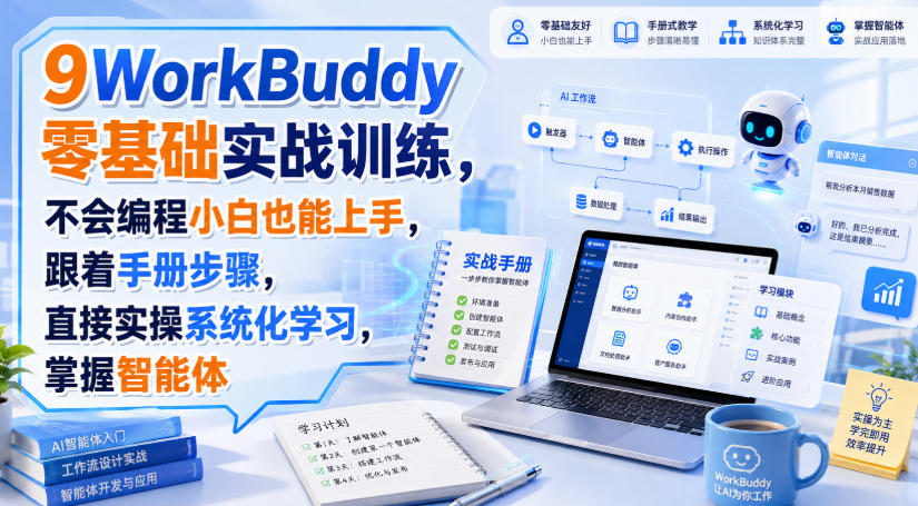 WorkBuddy零基础实战训练，不会编程小白也能上手，跟着手册步骤，直接实操系统化学习，掌握智能体-御文网