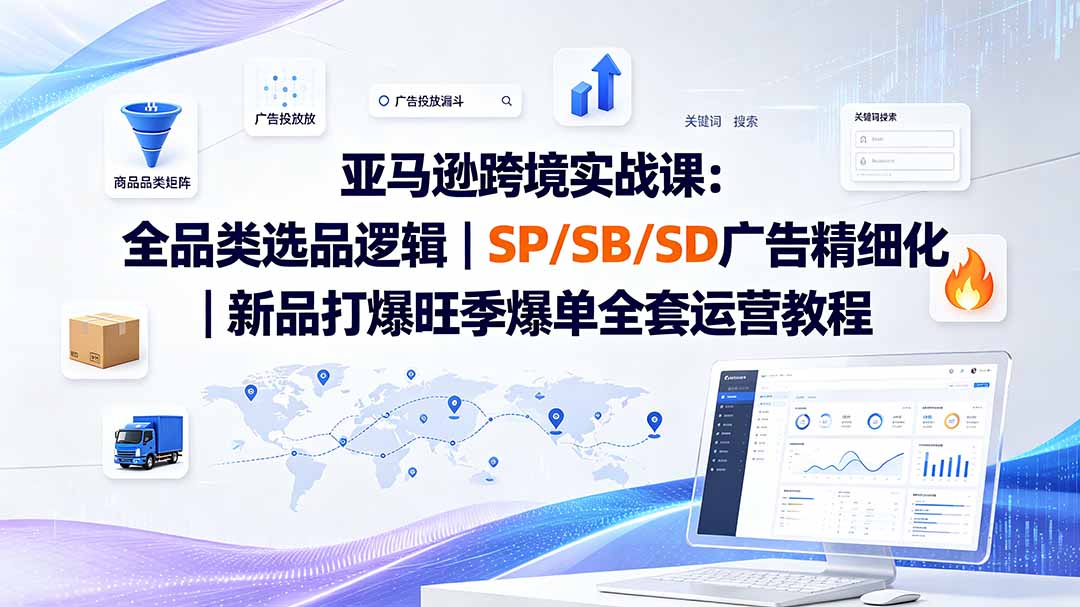 亚马逊跨境实战课-更新8月：全品类选品逻辑｜SP/SB/SD广告精细化｜新品打爆旺季爆单全套运营教程-御文网