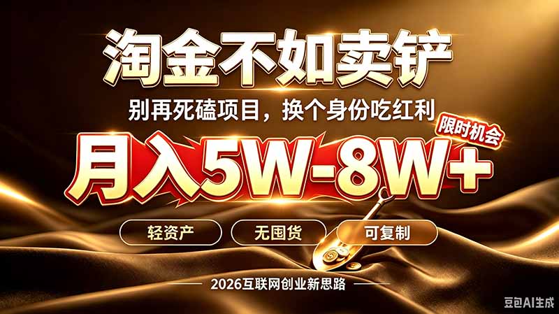 别再傻乎乎埋头跑项目！互联网真正赚钱逻辑：做卖铲人，拒绝当韭菜，逆风翻盘月入5-8W+-御文网
