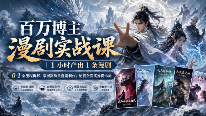 百万博主漫剧实战课｜1小时产出1条漫剧，0‑1全流程拆解，掌握高质量漫剧制作，配套全套实操提示词-御文网