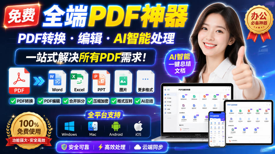 免费全端PDF神器,PDF转换·编辑·AI智能处理,一站式解决所有PDF需求!-御文网