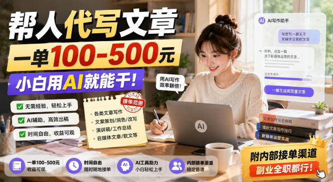 帮人代写文章,一单100-500,小白用AI就能干,附内部接单渠道,副业全职都行【揭秘】-御文网