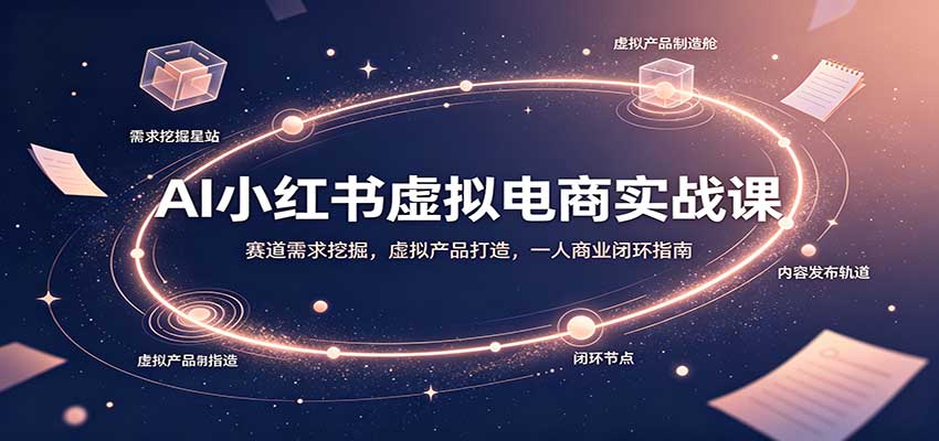 AI小红书虚拟电商实战课：赛道需求挖掘，虚拟产品打造，一人商业闭环指南-御文网