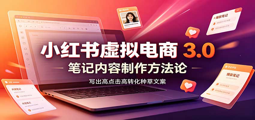 小红书虚拟电商3.0：账号搭建选品开店，笔记内容制作，矩阵投放教学-御文网