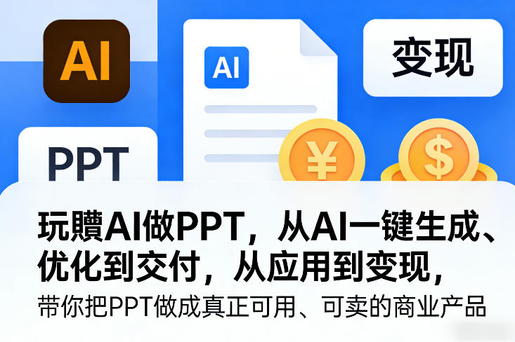 玩賺AI做PPT,从AI一键生成、优化到交付,从应用到变现,带你把PPT做成真正可用、可卖的商业产品(更新0904)-御文网