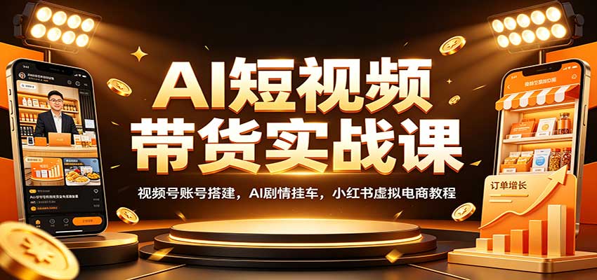 AI短视频带货实战课：视频号账号搭建，AI剧情挂车，小红书虚拟电商教程-御文网