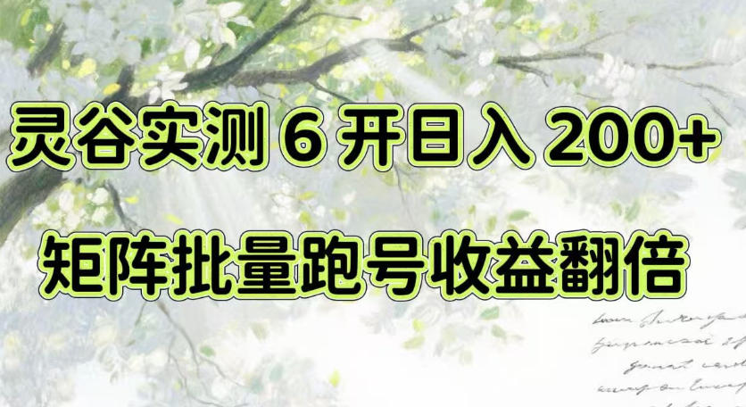 一台电脑就能做!灵谷实测6开日入200+,矩阵批量跑号收益翻倍【揭秘】-御文网