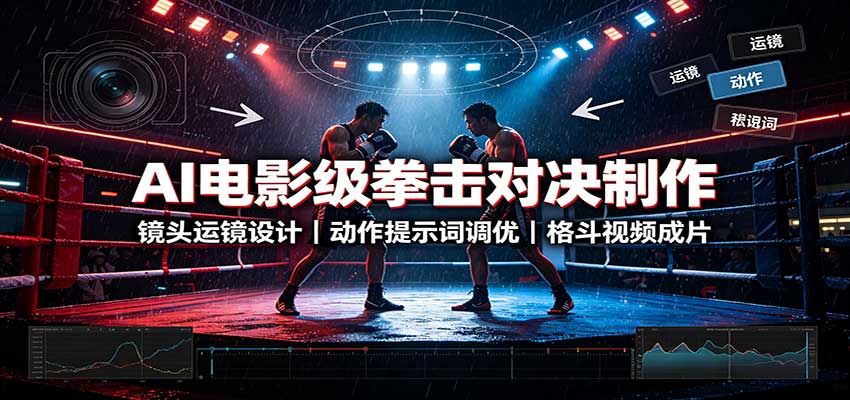 AI电影级拳击对决制作：镜头运镜设计，动作提示词调优，格斗视频成片-御文网