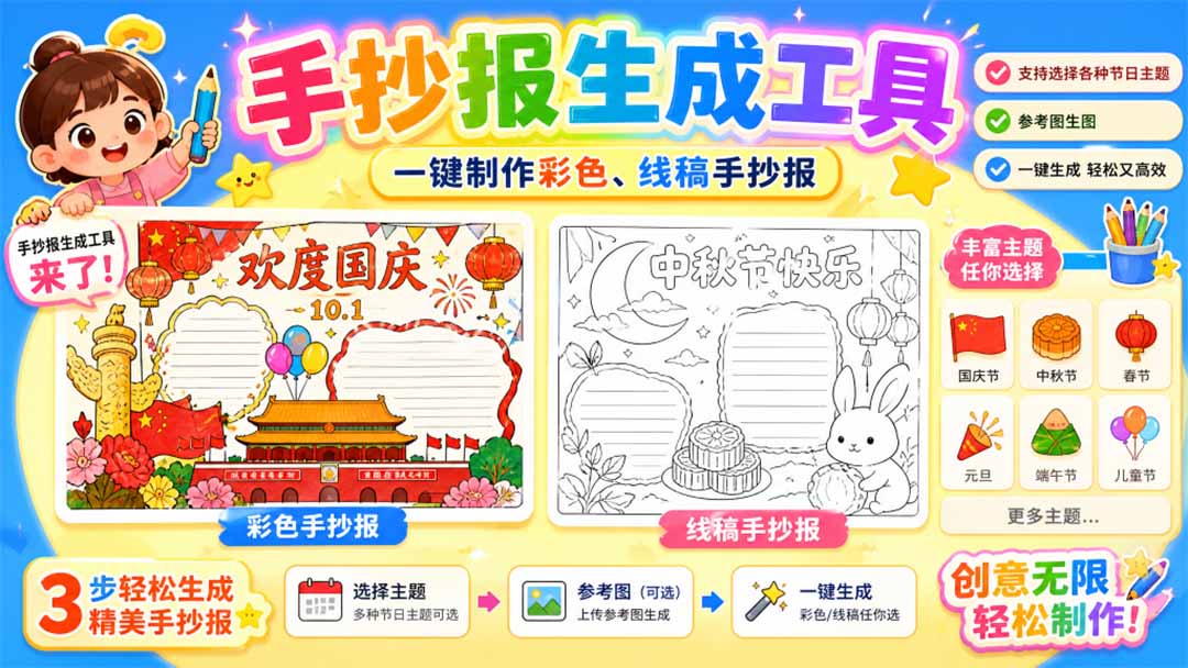 手抄报批量生成工具来了，完全免费，告别豆包生图，这个高清无水印-御文网