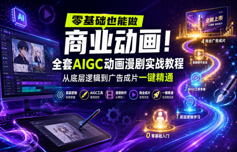 零基础也能做商业动画!全套AIGC动画漫剧实战教程,从底层逻辑到广告成片一键精通(更新0905)-御文网