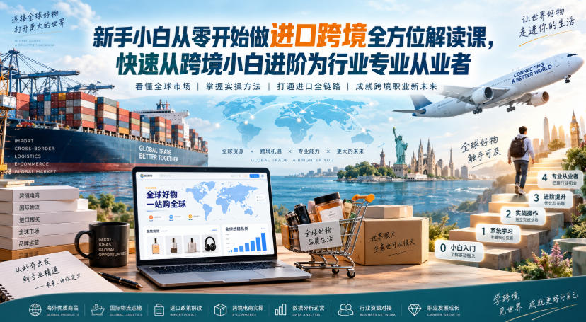 新手小白从零开始做进口跨境全方位解读课,快速从跨境小白进阶为行业专业从业者-御文网