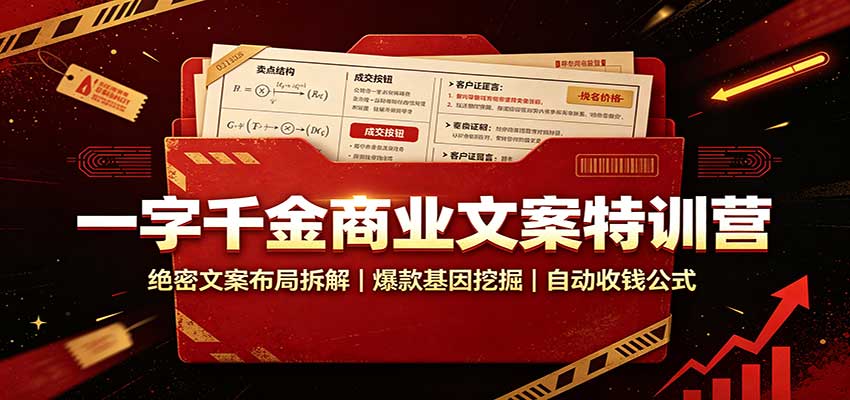 一字千金商业文案特训营:绝密文案布局拆解,爆款基因挖掘,自动收钱公式-御文网