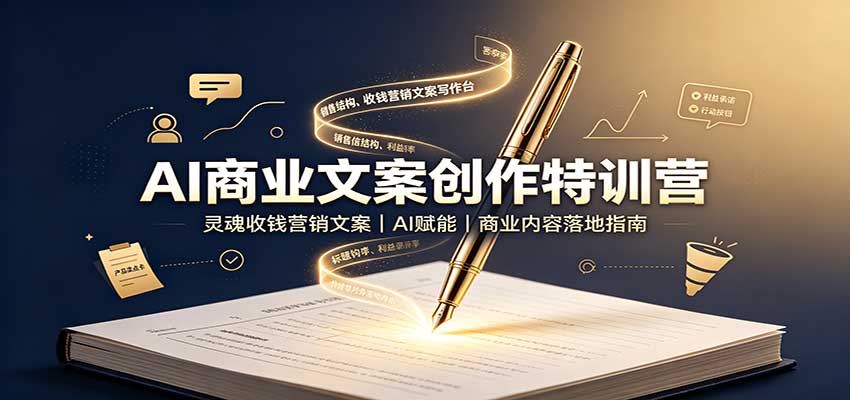 AI商业文案创作特训营：灵魂收钱营销文案，AI赋能，商业内容落地指南-御文网