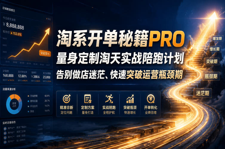 淘系开单秘籍PRO,量身定制淘天实战陪跑计划,告别做店迷茫、快速突破运营瓶颈期(更新260906)-御文网