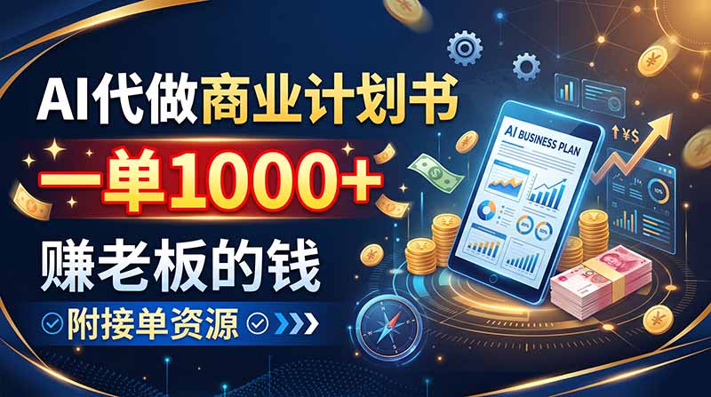 AI代做商业计划书，一单1000+，赚老板的钱，附接单资源-御文网