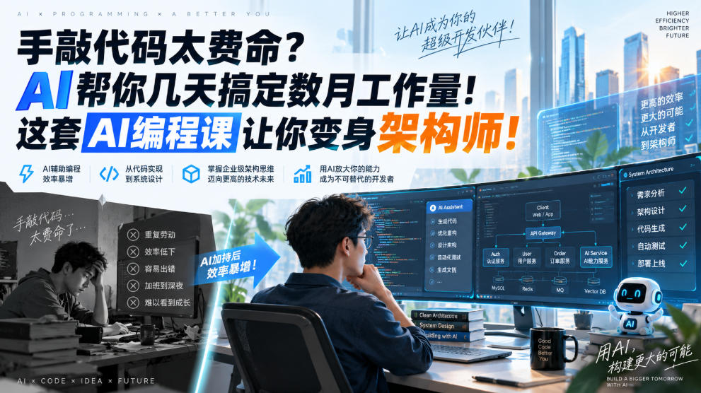 手敲代码太费命？AI帮你几天搞定数月工作量！这套AI编程课让你变身架构师！【原创双语字幕】-御文网
