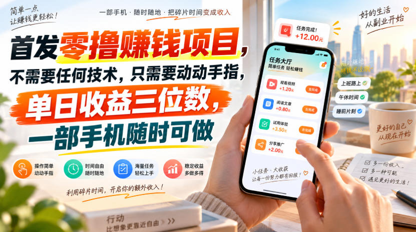 首发零撸賺钱项目,不需要任何技术,只需要动动手指,单日收益三位数,一部手机随时可做【揭秘】-御文网