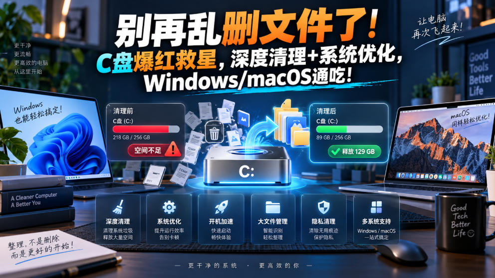 别再乱删文件了！C盘爆红救星，深度清理+系统优化，Windows/macOS通吃！-御文网