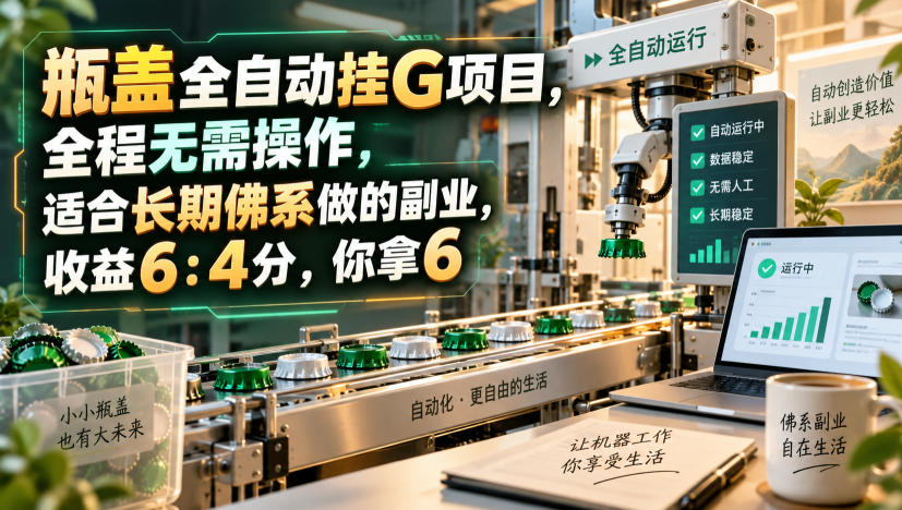 瓶盖全自动挂G项目，全程无需操作，适合长期佛系做的副业，收益6：4分，你拿6【揭秘】-御文网