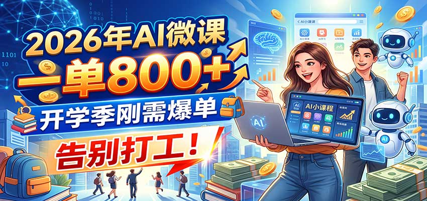 2026年AI微课，一单800+，开学季刚需爆单，告别打工！-御文网