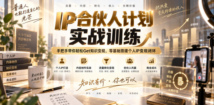 IP合伙人计划实战训练，手把手带你轻松Get知识变现，零基础搭建个人IP变现闭环(更新260908)-御文网