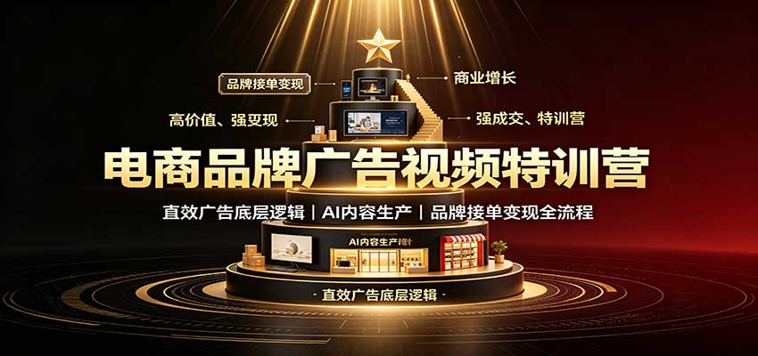 电商品牌广告视频特训：直效广告底层逻辑，AI内容生产，品牌接单变现全流程-御文网