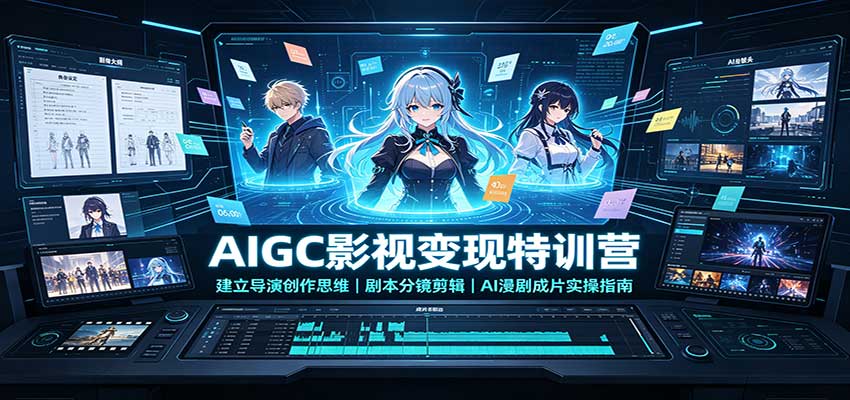 AIGC影视变现特训营：建立导演创作思维，剧本分镜剪辑，AI漫剧成片实操指南-御文网