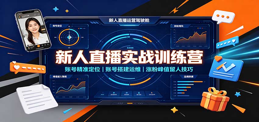 新人直播实战训练营：账号精准定位，账号搭建运维，涨粉峰值留人技巧-御文网