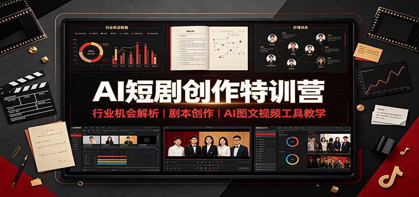 AI短剧创作特训营：行业机会解析，剧本创作，AI图文视频工具教学(文字版)-御文网