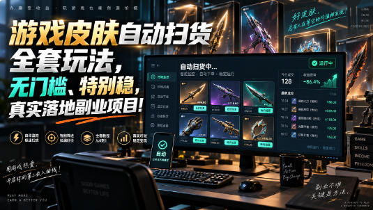 游戏皮肤自动扫货全套玩法，无门槛、特别稳，真实落地副业项目！【揭秘】-御文网