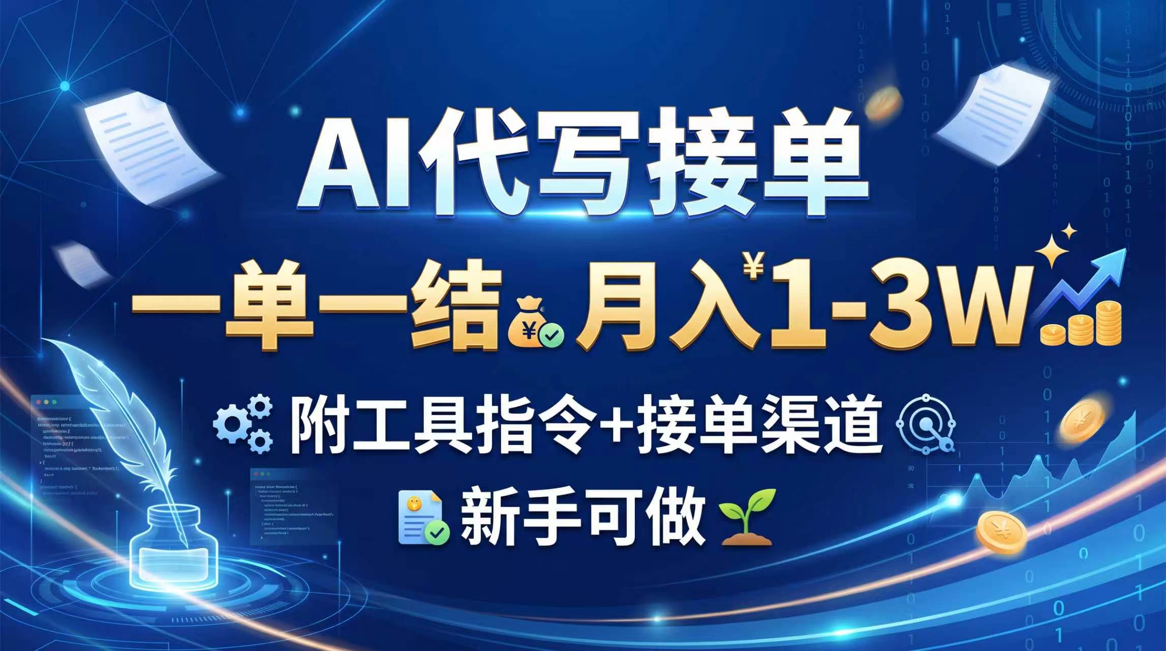 AI代写接单,一单一结,月入1-3W,附工具指令+接单渠道,新手可做-御文网