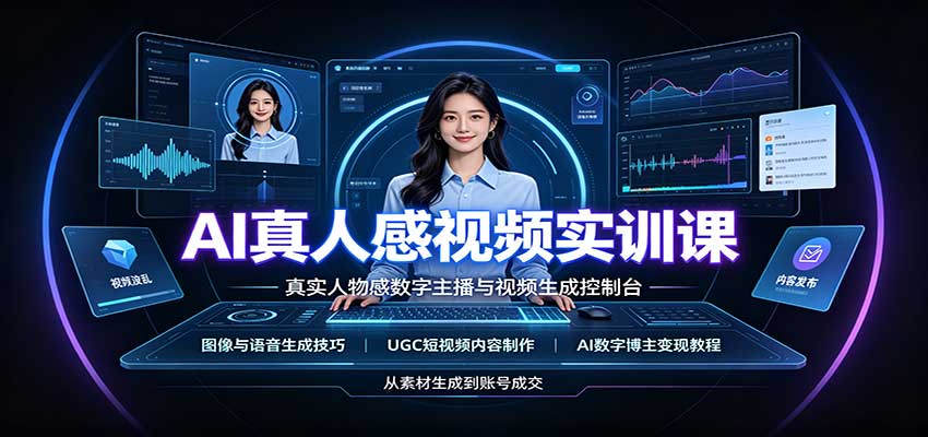 AI真人感视频实训课：图像语音生成，UGC内容制作，AI数字博主变现教程-御文网