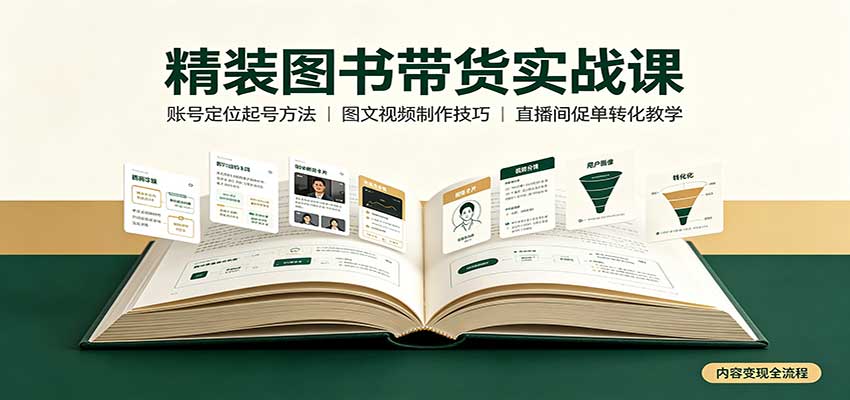 精装图书带货实战课：账号定位起号方法，图文视频制作，促单转化教学-御文网