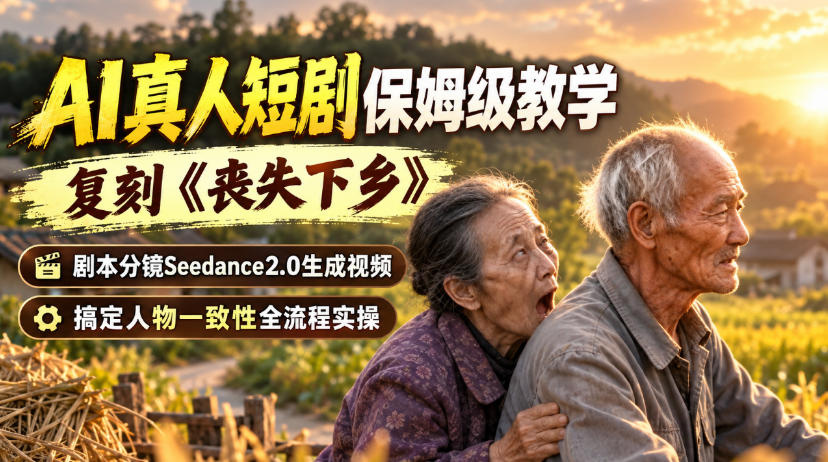 AI真人短剧保姆级教学，复刻《丧失下乡》，剧本分镜Seedance2.0生成视频，搞定人物一致性全流程实操-御文网