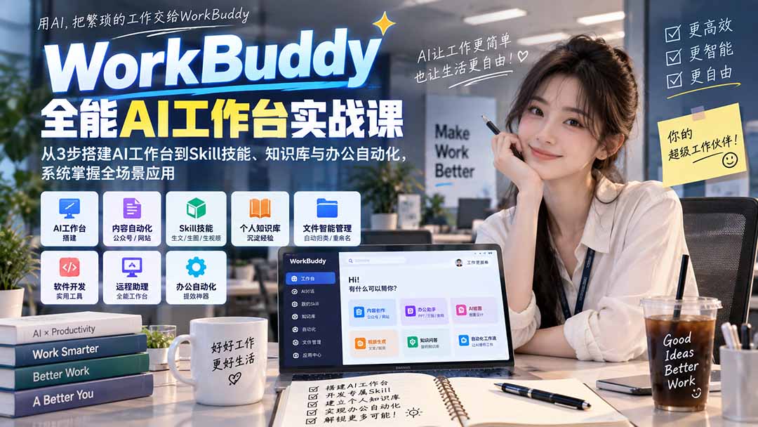 WorkBuddy全能AI工作台实战课：从3步搭建AI工作台到Skill技能、知识库与办公自动化，系统掌握全场景应用-御文网