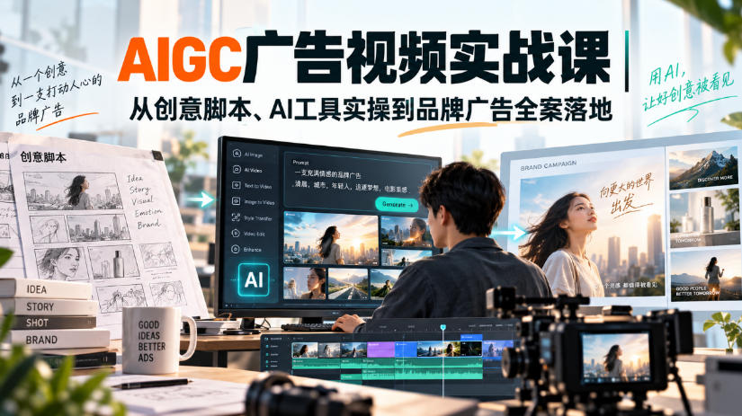 AIGC广告视频实战课｜从创意脚本、AI工具实操到品牌广告全案落地-御文网