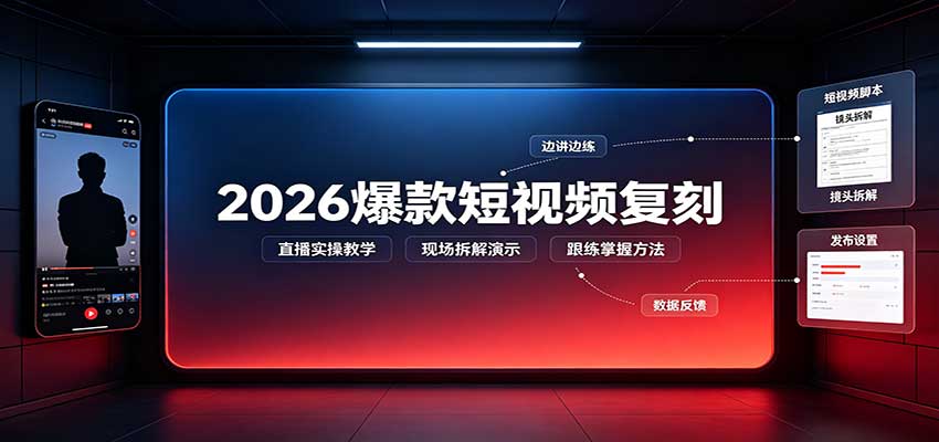 2026爆款短视频复刻：直播实操教学，配套文字文档掌握全流程-御文网