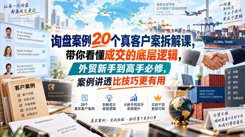询盘案例20个真客户案拆解课,带你看懂成交的底层逻辑,外贸新手到高手必修,案例讲透比技巧更有用-御文网