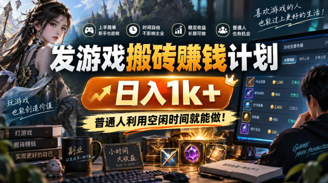 发游戏搬砖賺钱计划，日入1k+，普通人利用空闲时间就能做！【揭秘】-御文网