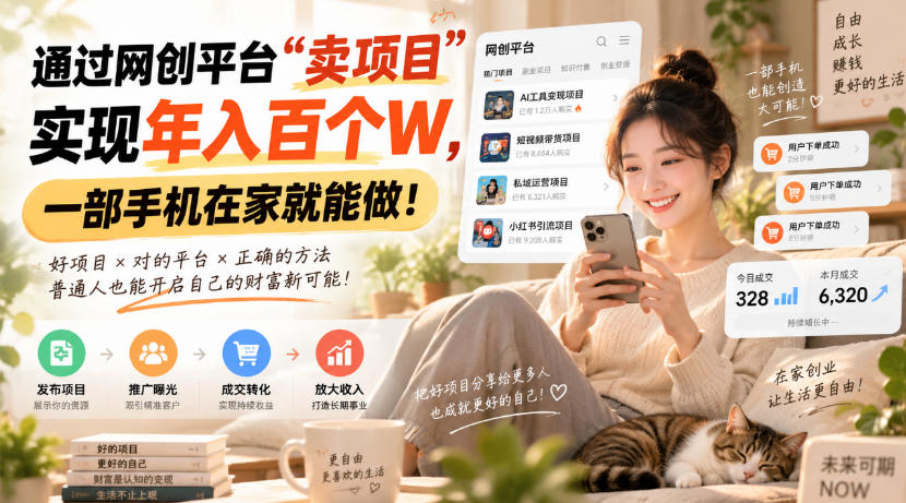 靠卖网创项目变现，一年拿下百万收益！一台手机就能操作！-御文网
