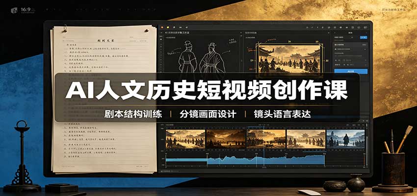 AI人文历史短视频创作课：赛道对标、剧本分镜制图，掌握视频完整产出流程-御文网