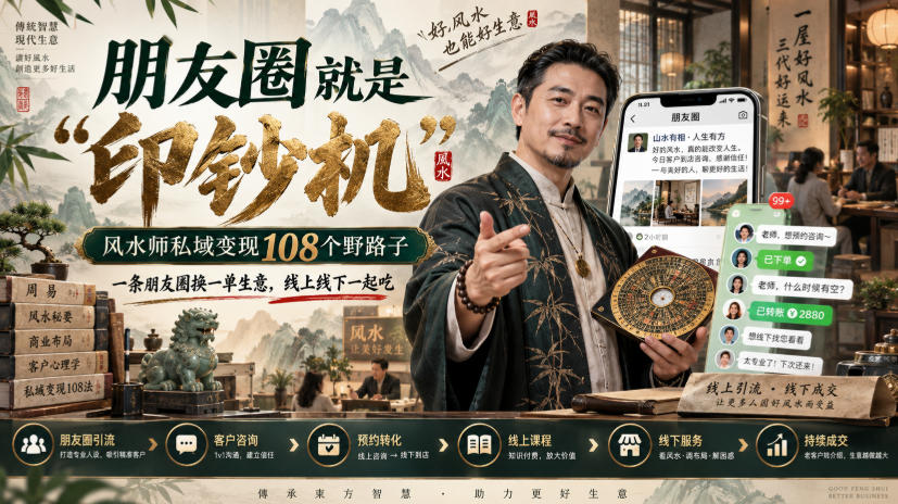 朋友圈就是“印钞机”，风水师私域变现108个野路子，一条朋友圈换一单生意，线上线下一起吃【文档】-御文网